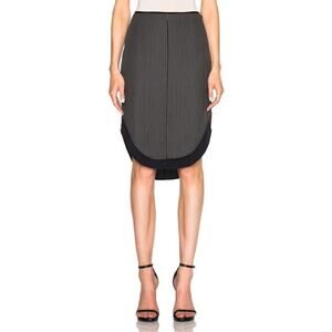 Rag & Bone 100% Silk Madison Skirt Sz 6 Black White Pinstripe Knee A-Line Pencil